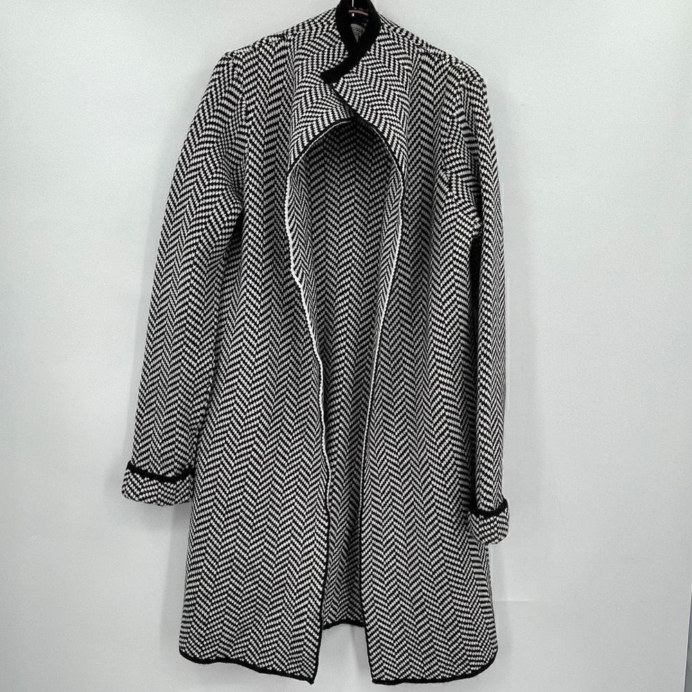 Cocogio White Gray Wool Blend Marled Cardigan Sweater Coat Size Large